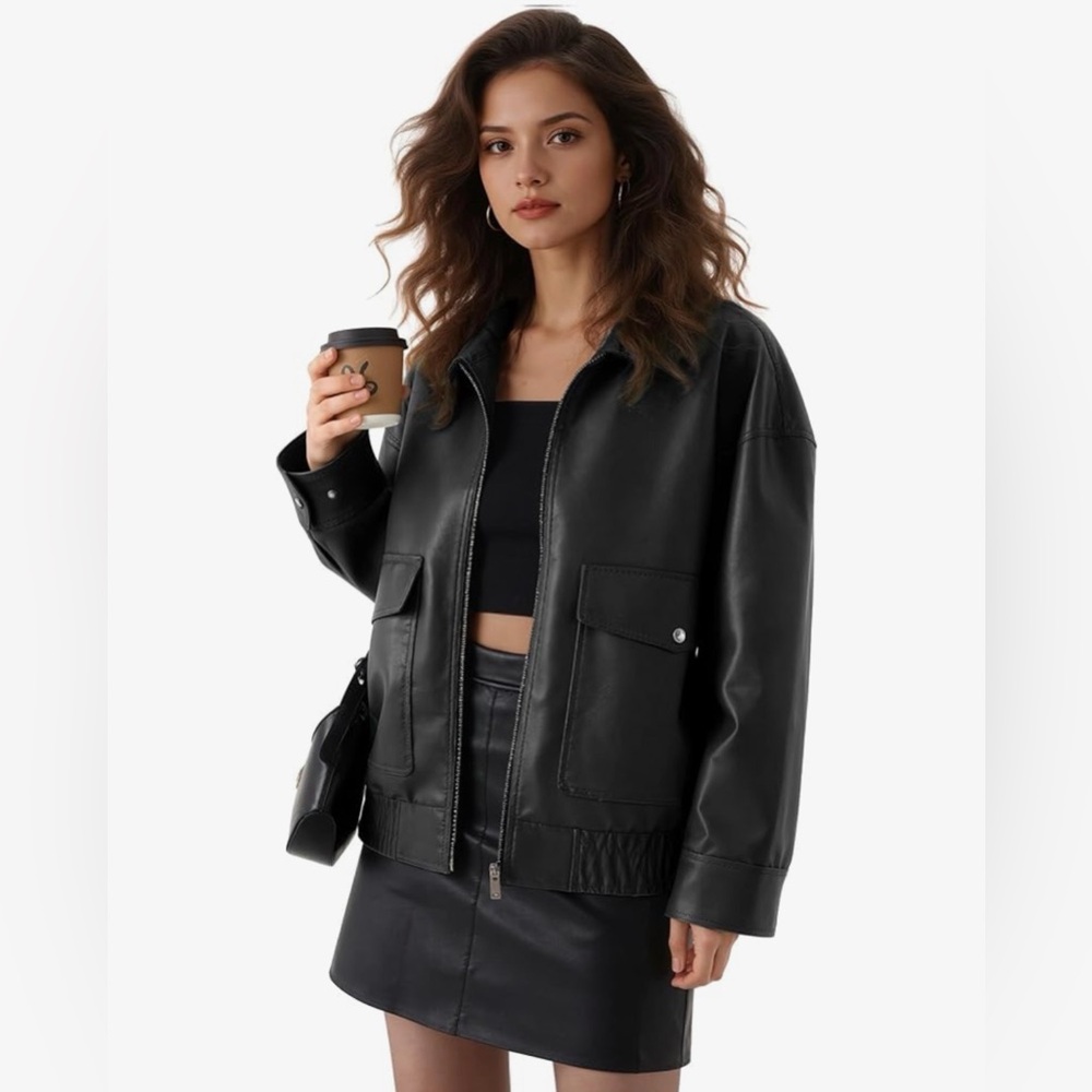 Women's Black Faux Leather Jacket